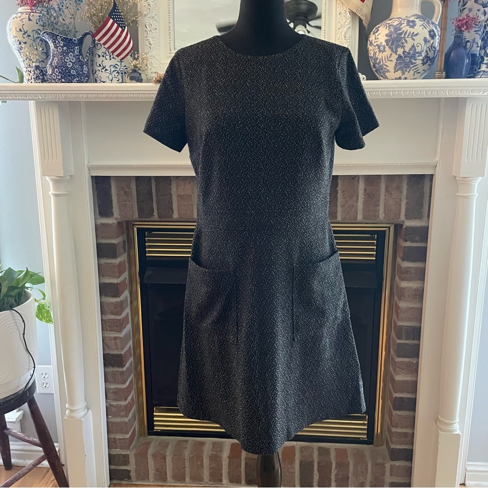 LOFT Black and White Flecked Mini Dress with Pockets